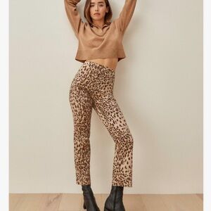 Reformation Marlon leopard print Pants